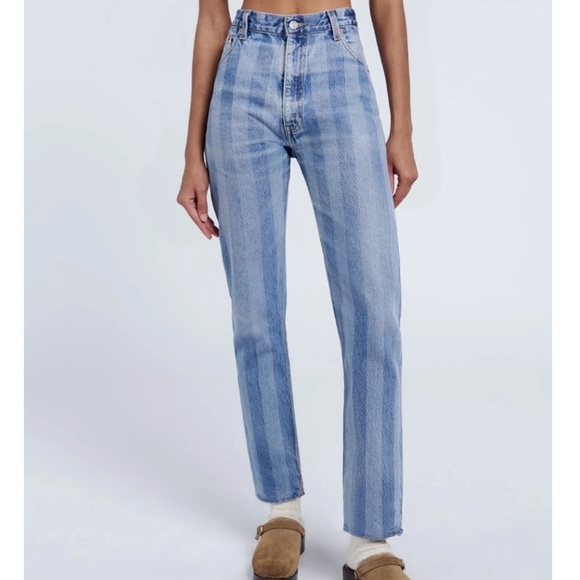 RE/DONE|Levi’s 70’s Straight Jeans with Indigo Stripes, SIZE 27.   0101 - Picture 1 of 14